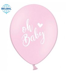 Латексна кулька Belbal 12” "Oh baby!" На рожевому (1 шт)