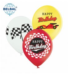 Латексный шар Belbal 12” "Happy Birthday" формула 1 (25 шт)