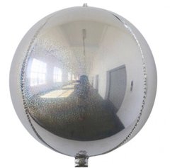 Фольгированный шар 32” Сфера Серебро голограмма (Китай)