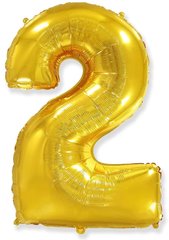 Фольгована кулька Flexmetal цифра «2» Золото 32”