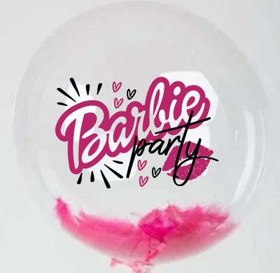 Наклейка Barbie party на 18”-20" (25х30см) + монтажка