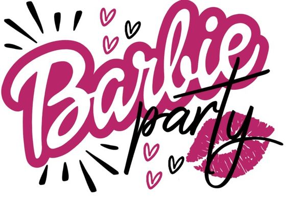 Наклейка Barbie party на 18”-20" (25х30см) + монтажка