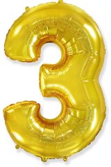 Фольгована кулька Flexmetal цифра «3» Золото 32”