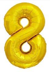 Фольгована кулька цифра «8» Золото 76 см Під гелій в уп. (Китай)