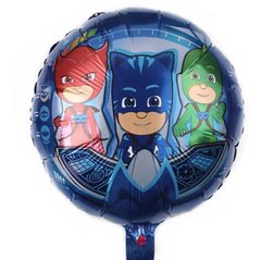 Фольгована кулька 18" коло Герої в масках на синьому (Китай)