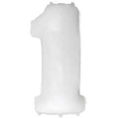 Фольгированный шар Flexmetal цифра «1» Белая White 40"
