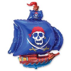 Фольгована кулька Flexmetal Міні фігура Корабель піратський синій