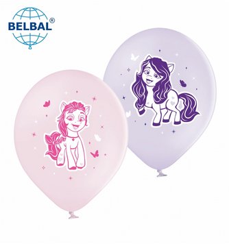 Латексный шар Belbal 12" "Магические пони" розовый, фиолетовый макарун (25 шт)