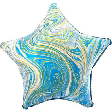 Фольгована кулька Anagram 18" зірка агат блакитний blue marble