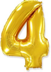 Фольгована кулька Flexmetal цифра «4» Золото 32”