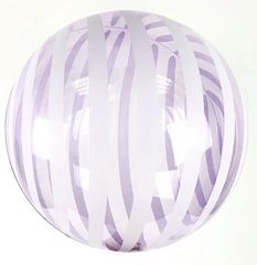 Воздушный шар Сфера Bubbles (баблс) 18"/45см кристалл прозрачный сиреневый с полосами (Китай)