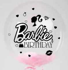 Наклейка Barbie Birthday на 18"-20" (25х30см) + монтажка