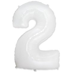 Фольгированный шар Flexmetal цифра «2» Белая White 40"