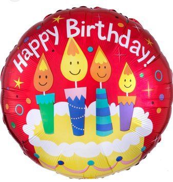 Фольгированный шарик 18" круг happy birthday свечи на красном(Китай)