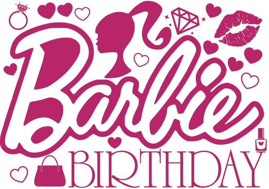 Наклейка Barbie Birthday на 18”-20" (25х30см) + монтажка