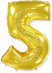 Фольгована кулька Flexmetal цифра «5» Золото 32”