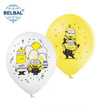 Латексна кулька Belbal 12" "Посіпаки", мікс, жовтий, білий (25 шт)