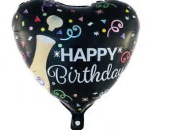 Фольгированный шарик 18" сердце happy birthday на черном(Китай)