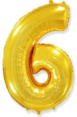 Фольгована кулька Flexmetal цифра «6» Золото 32”