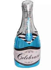 Фольгированный шар Большая фигура бутылка шампанского голубая (95см) (Китай)