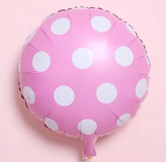 Фольгированный шар 18” круг горох полька нежно розовый Китай