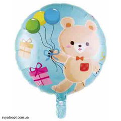 Фольгована кулька 18" круг ведмедик з кульками Китай