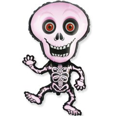 Фольгированный шар Flexmetal Большая фигура Хэллоуин Скелет розовый