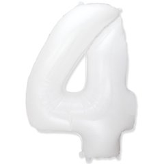Фольгированный шар Flexmetal цифра «4» Белая White 40"