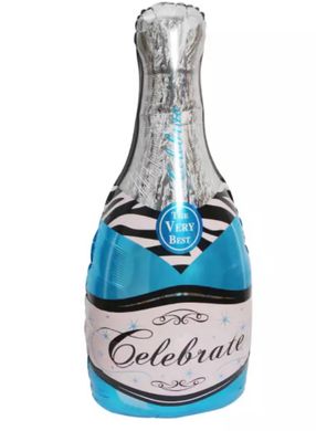Фольгированный шар Большая фигура бутылка шампанского голубая (95см) (Китай)