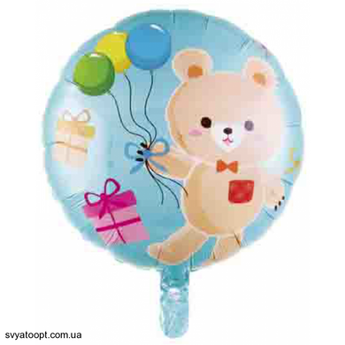 Фольгована кулька 18" круг ведмедик з кульками Китай