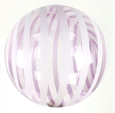 Повітряна кулька Сфера Bubbles (баблс) 18"/45см кристал прозорий рожевий зі смугами (Китай)