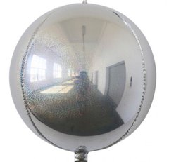 Фольгированный шар сфера 3D Серебро голограмма 22”