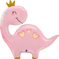 Фольгована кулька Grabo Велика фігура Динозавр з короною рожевий 28" Уп
