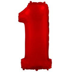 Фольгированный шар Flexmetal цифра «1» Красная 40"