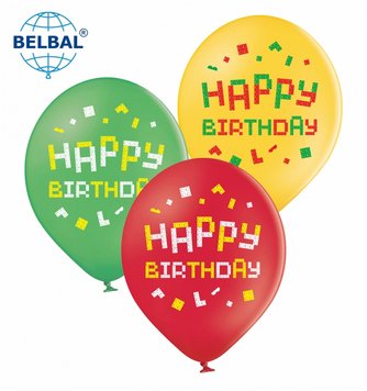 Латексный шар Belbal 12" Lego "Happy birthday" (25 шт)