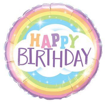Фольгована кулька 18&rdquo; круг Happy Birthday веселка Китай