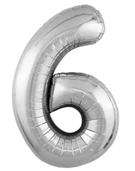 Фольгированный шар Flexmetal Slim цифра «6» Серебро 40"