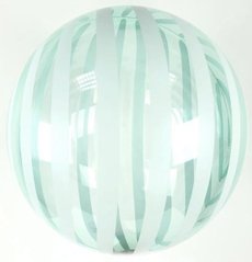 Воздушный шар Сфера Bubbles (баблс) 18"/45см кристалл прозрачный бирюзовый с полосами (Китай)