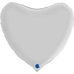 Фольгированный шар Grabo 36” Сердце сатін Белое