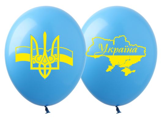 Латексна кулька Art Show 12" DP-9 Україна на блакитному (2 ст) (100шт)