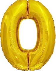 Фольгована кулька цифра «0» Золото 70 см повітря (Китай)