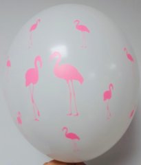 12” шар розовый фламинго на белом (25 шт)