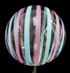 Повітряна кулька Сфера Bubbles (баблс) 18"/45см кристал прозорий з блакитними та рожевими смугами (Китай)