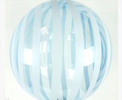 Повітряна кулька Сфера Bubbles (баблс) 18"/45см кристал прозорий блакитний з білими смугами (Китай)