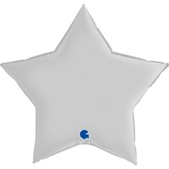 Фольгированный шар Grabo 36” Звезда сатин Белый