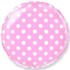 Фольгована кулька Flexmetal 9" круг горошок на рожевому