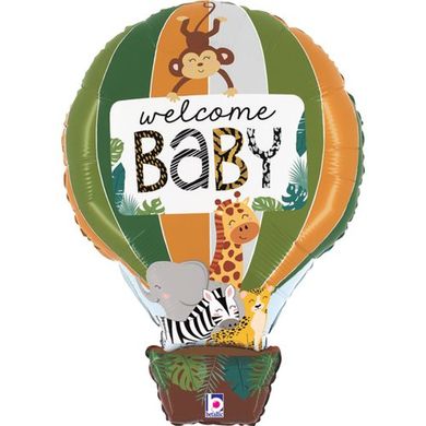 Фольгированный шар Grabo Большая фигура Воздушный шар джунгли "Welcome baby" 24" УП