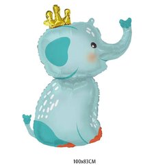 Фольгированный шар Большая фигура Слонёнок голубой с короной 82*100см (Китай)