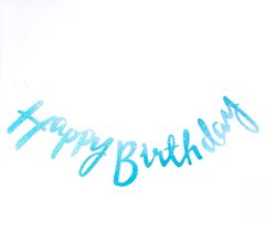 Бумажная гирлянда буквы Happy birthday голубая