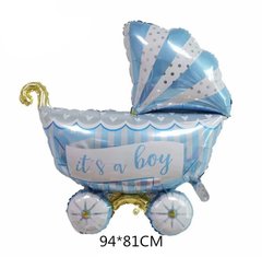 Фольгированный шар Большая фигура колясочка голубая #2 94 см (Китай)
